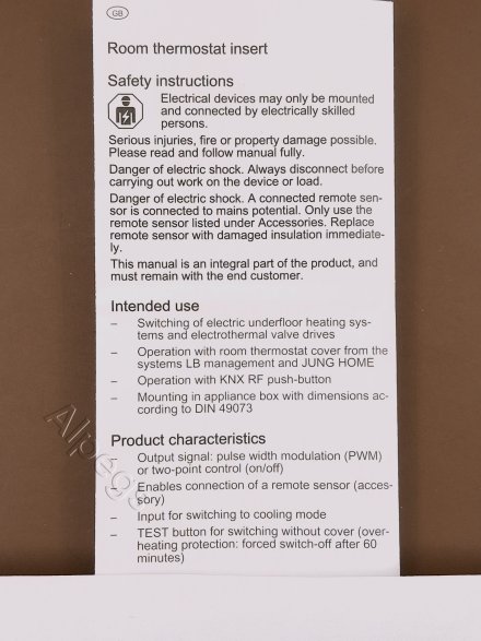 Вставка комнатного термостата, со входом для датчика 1790RTR