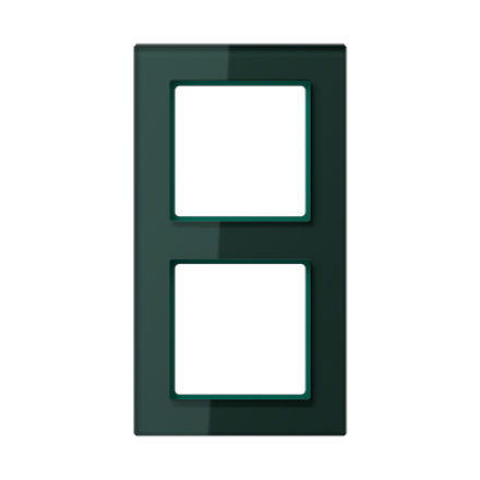 Рамка для вертикальной и горизонтальной установки, 2 поста, стекло Изумруд, Jung AC582GLSG