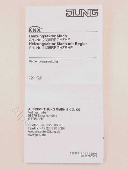 KNX регулятор отопления, 6 каналов с регулятором, 2336REGHZRHE