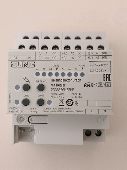 KNX регулятор отопления, 6 каналов с регулятором, 2336REGHZRHE