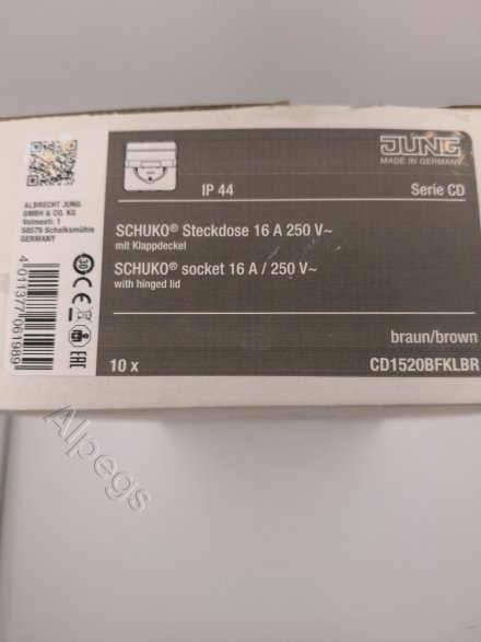 CD1520BFKLBR Штепсельная розетка SCHUKO 16A 250V  с защитой от влажности; коричневая