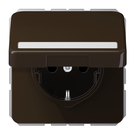CD1520BFNAKLBR Штепсельная розетка SCHUKO 16A 250V  с полем для надписи и защитой от влажности; коричневая