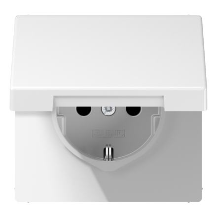 LS1520KIKLWW Штепсельная розетка SCHUKO 16A, 250V  с откидной крышкой на возвратной пружине и защитой от детей; белая