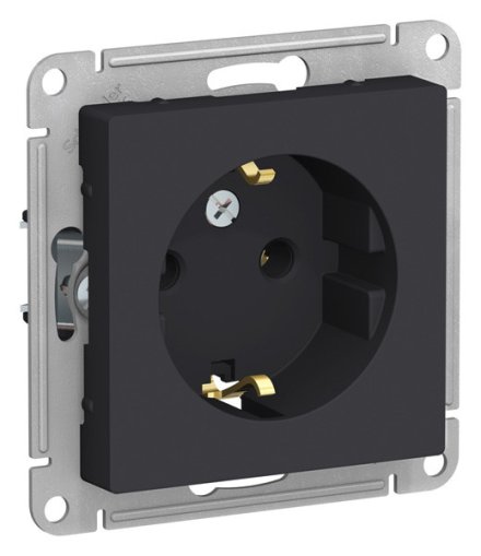 ATN001043 - AtlasDesign РОЗЕТКА с заземлением, 16А, механизм, КАРБОН