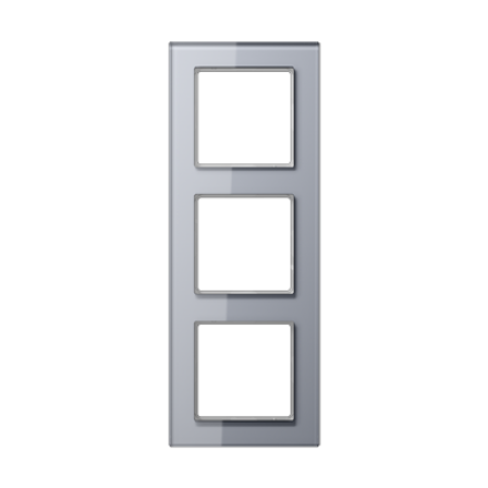 Рамка для вертикальной и горизонтальной установки, 3 поста, стекло Серый, Jung AC583GLKG