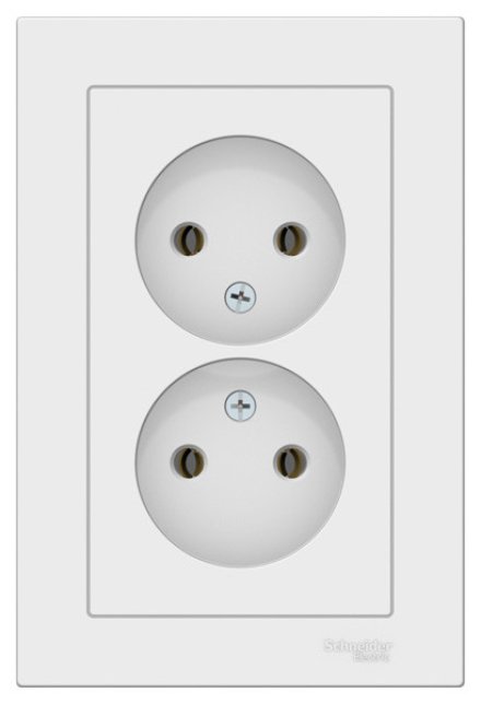 ATN001320 - AtlasDesign РОЗЕТКА двойная без заземления,16А, в сборе, ЛОТОС