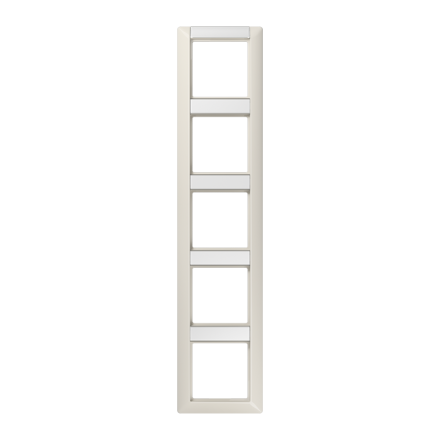 AS585NA Рамка 5-кратная с полем для надписи для горизонтальной и вертикальной установки; слоновая кость