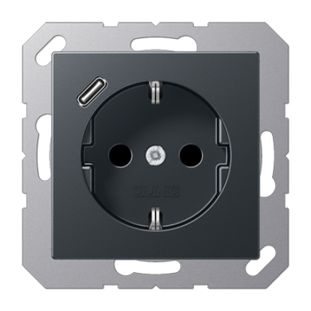 Розетка 2К+З 16А 250В~, с разъемом USB Typ C, Jung A1520-18CANM