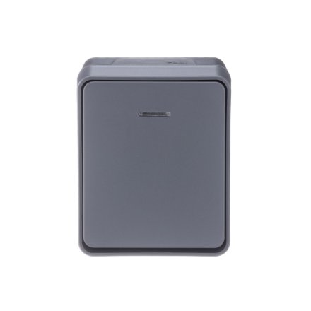 ATN544013 - AtlasDesign Profi54 ,открытый монтаж, 1-клавишный ВЫКЛЮЧАТЕЛЬ с подсветкой 10 АХ, АНТРАЦИТ