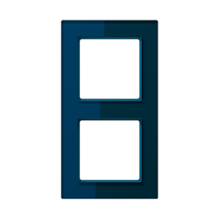 Рамка для вертикальной и горизонтальной установки, 2 поста, стекло Синий, Jung AC582GLNB