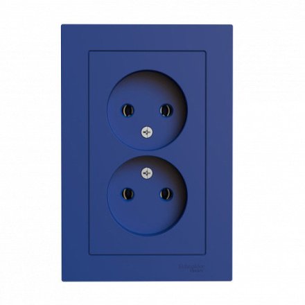 ATN001120 - AtlasDesign РОЗЕТКА двойная без заземления,16А, в сборе, АКВАМАРИН