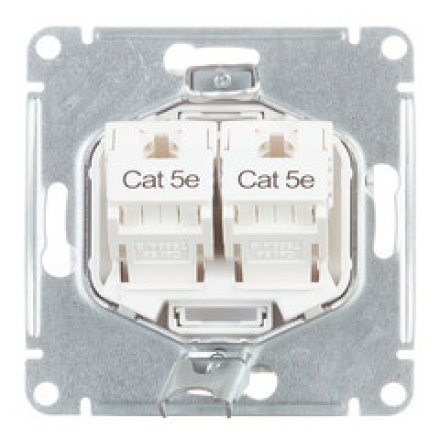 ATN000185 - AtlasDesign РОЗЕТКА двойная компьютерная RJ45+RJ45, категория 5E, механизм, БЕЛЫЙ