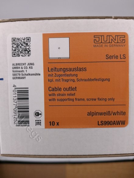 LS990AWW Подсоединитель провода с разгрузкой натяжения; белый