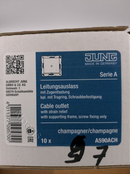 A590ACH Подсоединитель провода с разгрузкой натяжения; шампань