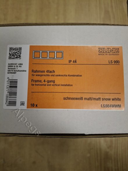 LS990 Рамка 4-местная, цвет Матовый белый LS984WWM