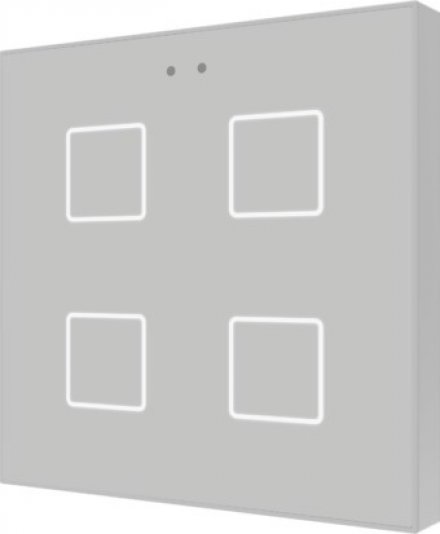 Выключатель сенсорный KNX Flat F4, 4-кнопочный, в уст. коробку, цвет серебро