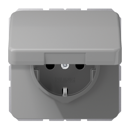 CD1520BFKIKLGR Штепсельная розетка SCHUKO 16A 250V  с защитой от детей, влагозащищенная; серая