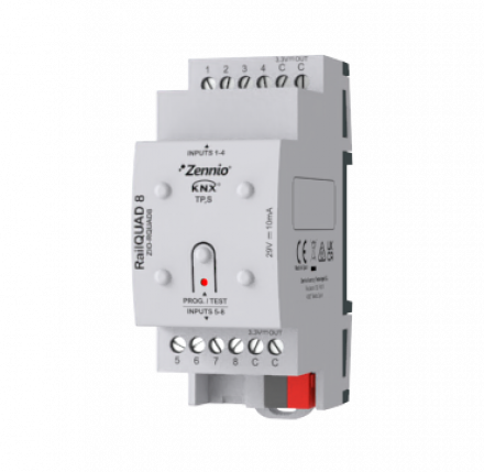 Модуль аналоговых или бинарных входов KNX RailQUAD 8