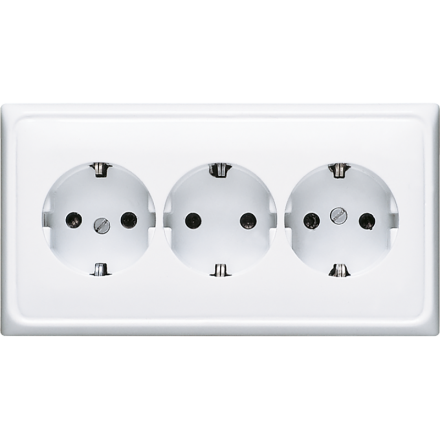 CD523WW Розетка тройная с заземлением для кабельканалов; белая